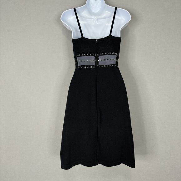 St. John Evening Womens Dress 6 Black Santana Knit Embellished Sheer Mesh Party - Picture 9 of 14